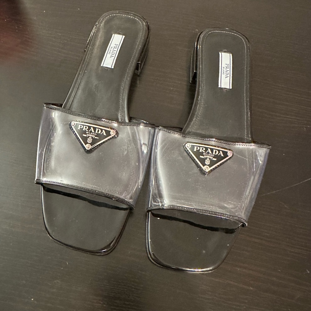 Prada Black PVC Slide Sandals